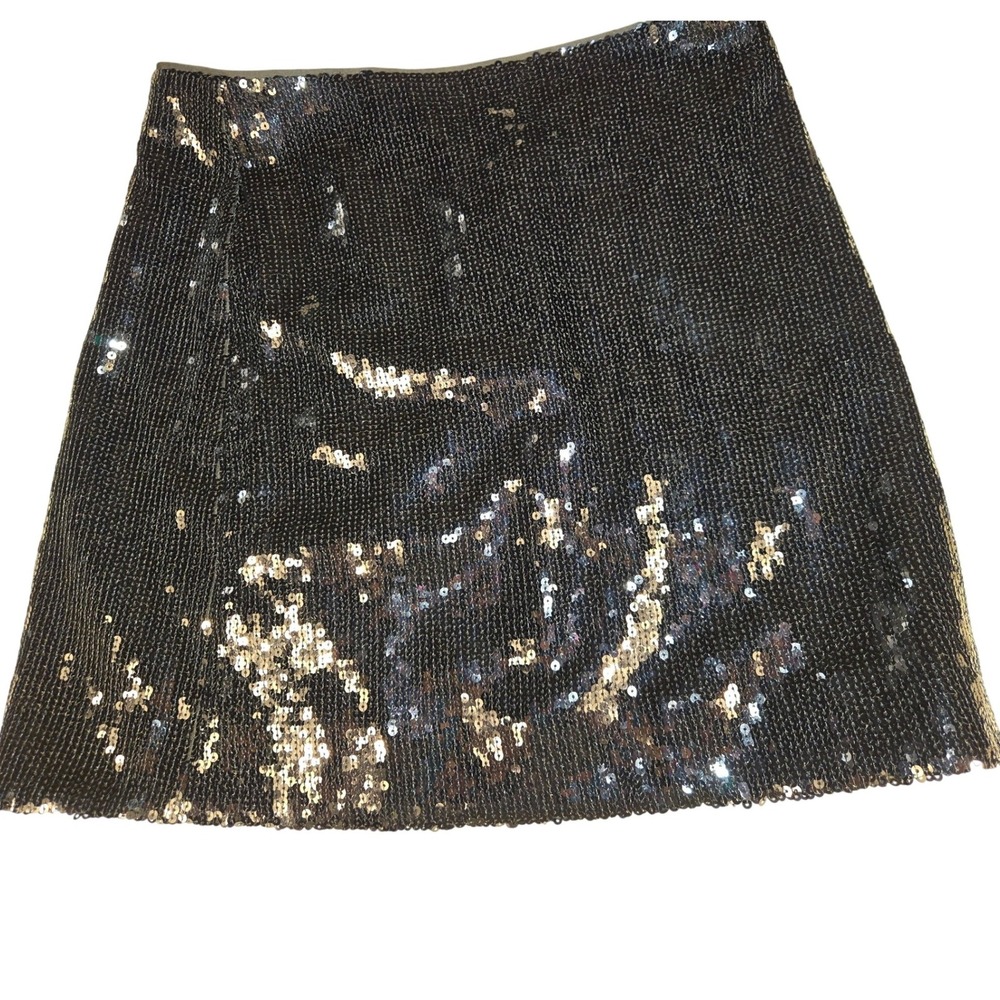 J.Crew Womens Black Sequin Mini Skirt A-Line Party Holiday BV974 Size 6
